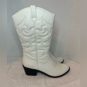 White Cowboy Heeled Boots for Women